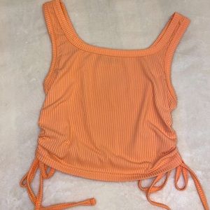 Cropped Ribbed Tank Top with Ties